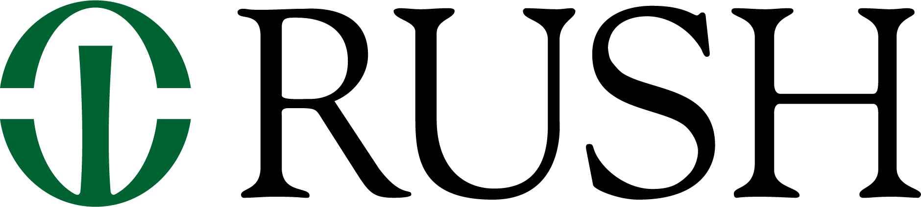 RUSH Logo with Rush icon in greg, and text saying RUSH in black.